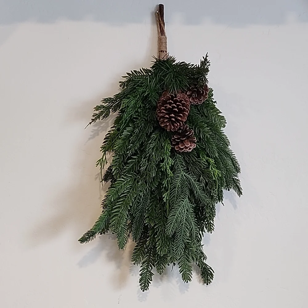 Festive Greenery Holiday Swag with Pinecones